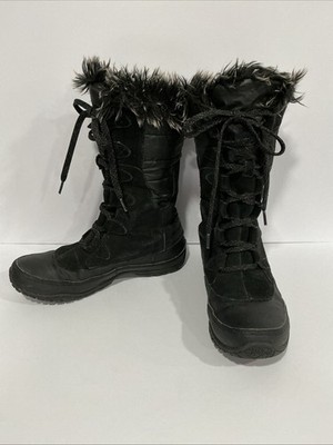 The North Face Nuptse Purna women's size 7 black puffer faux fur topped boots