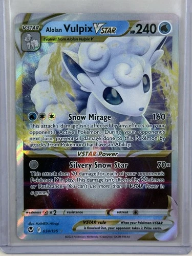Pokémon TCG Alolan Vulpix VSTAR Silver Tempest 034/195 Holo Ultra Rare MINT