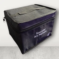 Soucolor Markers 120 Colors with Case & Holders Dual Tips Chisel & Fine Tip Art