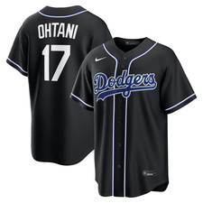Men's Dodgers 17 Ohtani Nike Fashion Black Out Jersey