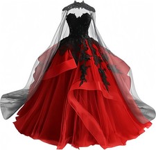 Gothic Victorian Tulle Wedding Dresses for Bride Black Lace Bridal Gowns Wedding