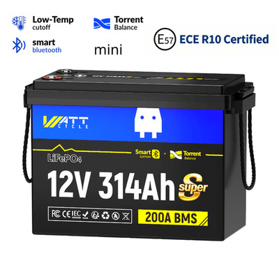 12V 314Ah LiFePO4 Lithiumbatterie 200A BMS 4109Wh Akuu für RV Camping Off-Grid