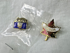1-Alberta Crest Flag Pin Back Button & 1-Canada Maple Leaf Pin Multicolor