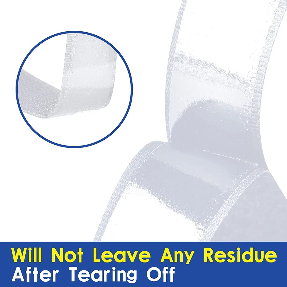 16 Ft Self Adhesive Tape Hook and Loop Fastener Extra Sticky Back Heavy Duty US - Image 3 of 4