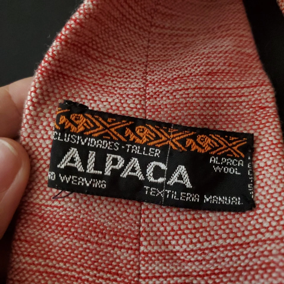 Corbata de cuello roja vintage LIMA alpaca para hombre telada a mano en Perú Repp pez lana rosa Foto 2 de 4
