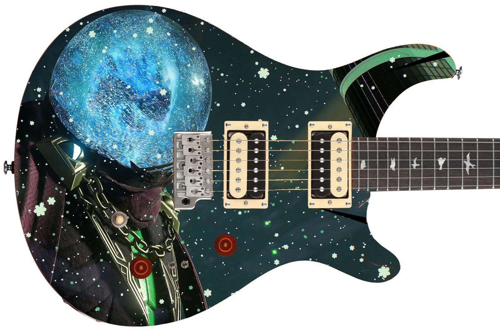 Guitar Skin Axe Wrap Re-skin Electric Bass Reface DIY Captain Mysterio 1699