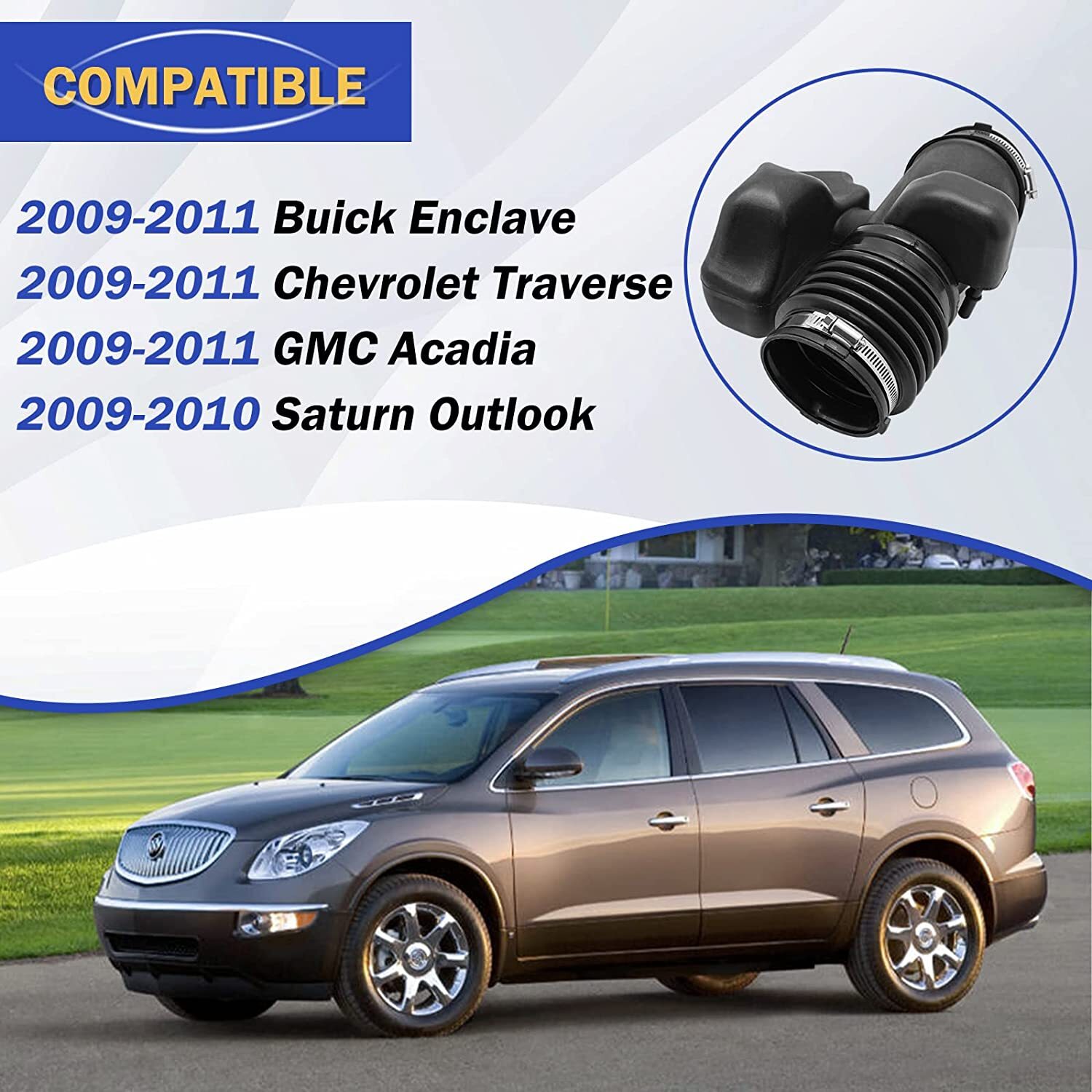 Air Cleaner Intake Tube Duct Hose for Buick Enclave Traverse Acadia