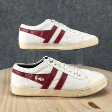Gola Shoes Mens 9 Comet Casual Low Top Sneakers White Red Canvas Lace Up Flats