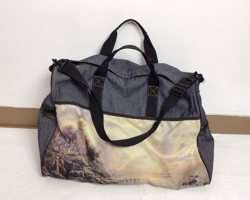 Thomas Kinkade Lighthouse Denim Duffel Travel Tote Bag