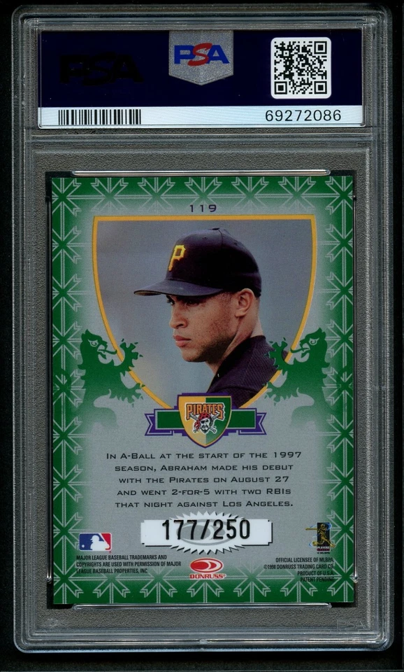 1998 Leaf Rookies & Stars Crusade Update ABRAHAM NUNEZ #119 PSA 10 GEM MT /250 - Image 2 of 2