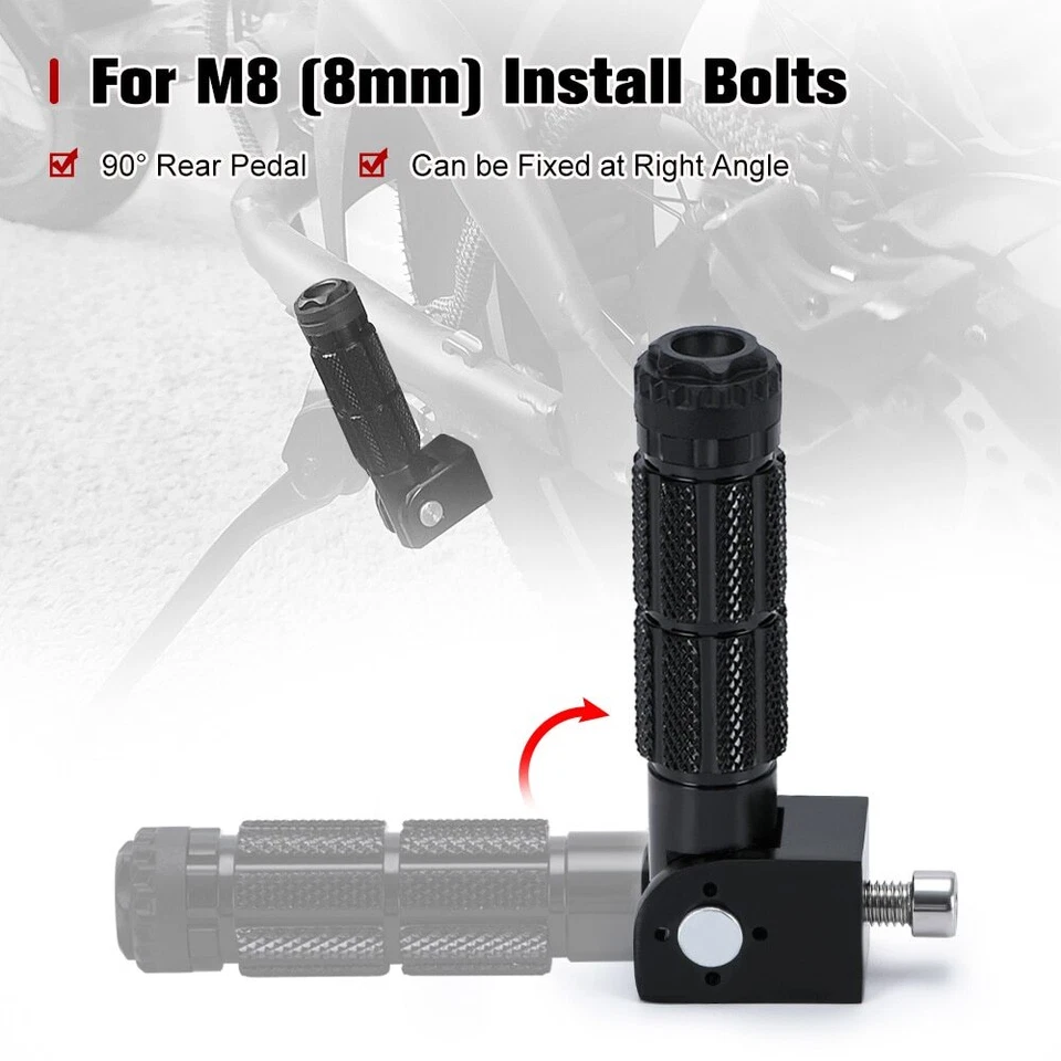 2PCS 8mm Folding Foot Pegs Bike Rider Racing Pedals Pegs Footrest For Motorcycle Foto 4 de 4
