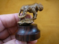 (TB-PANTH-4) Panther Mountain Lion shed ANTLER figurine Bali detailed carving