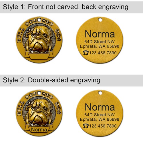 Personalized Dog Tag 3D Dog Breed Patterns Pet Name ID Tags Pitbull/Poodle/Corgi - Picture 4 of 32