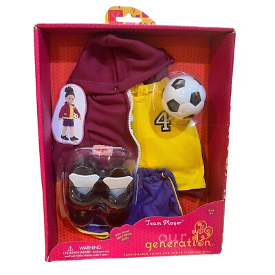 Our Generation Team Player Outfit And Accessories Set Soccer For 18  Dolls NEW