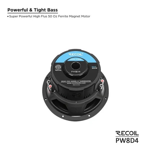 Recoil Audio PW8D4 Echo Pro 8 Inch 800 Watts Power Dual 4 Ohm Voice Coil - Picture 5 of 5