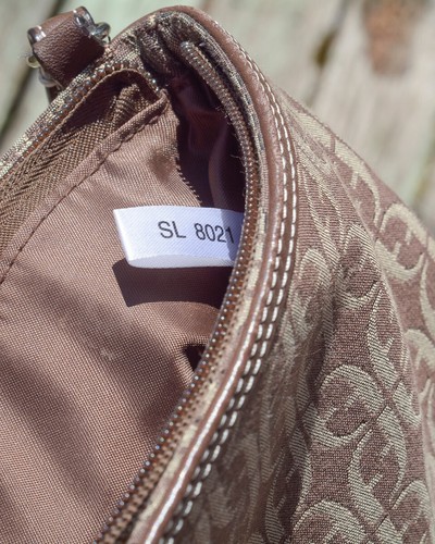 Fossil Geometric color block Crossbody Bag Fabric Brown, 8x8, silver hardware - Picture 7 of 12