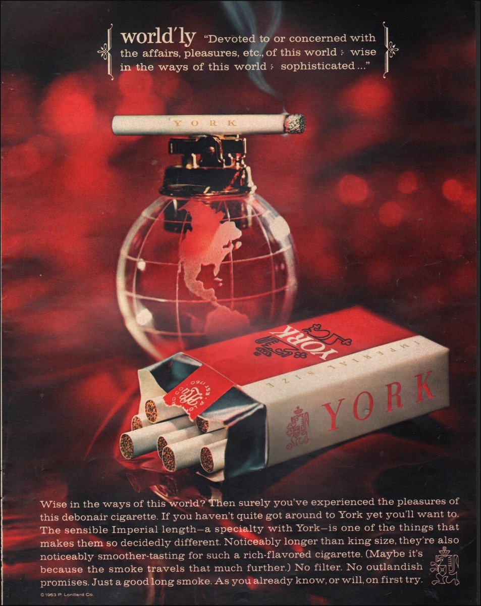 york street tobacco 1963 Vintage ad York retro Tobacco Lighter Cigarettes 07/13/24
