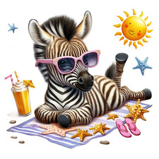 Wall decal sticker summer, beach and animal wall sticker 18 x 18 cm large