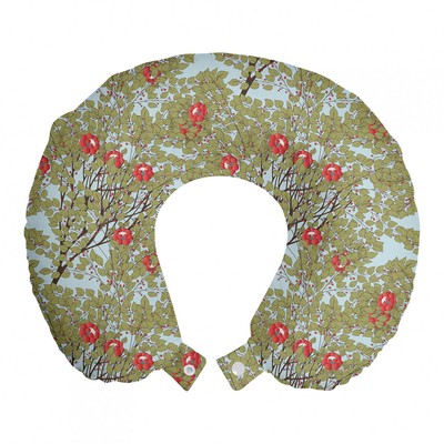 Ambesonne Leaves Design Travel Pillow Neck Rest Memory Foam Travel Accessory