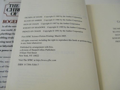 Complete Chronicles of Amber Vol 1 & 2 by Roger Zelazny Hardcover First SFBC Ed - Foto 16 di 18