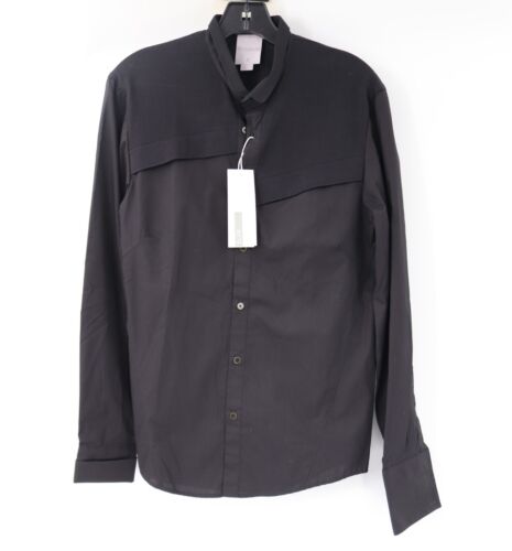 NWT Adidas SLVR shirt men's Small Asymmetric jersey black cotton button up