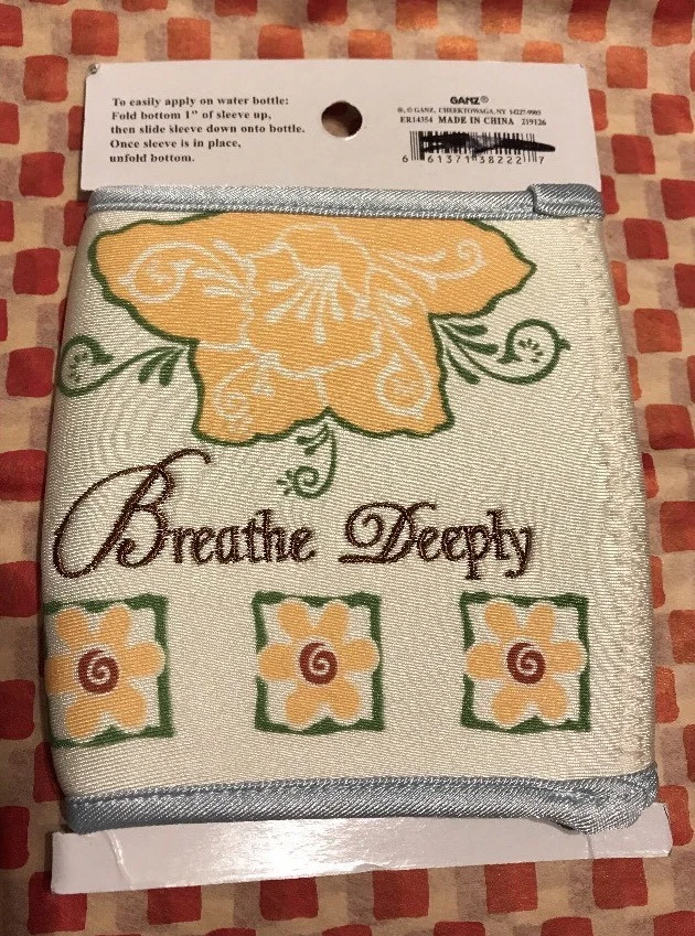 New Ganz Embroidered Water Bottle Sleeve Neoprene Breath Deeply Floral - Image 4 of 4
