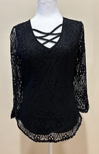 Black Lace Long Sleeve Top Size S