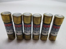 Lot of 6 Bussmann Fusetron FRN-1/2 Dual-Element Time-Delay Fuse, 1/2 Amps 250VAC