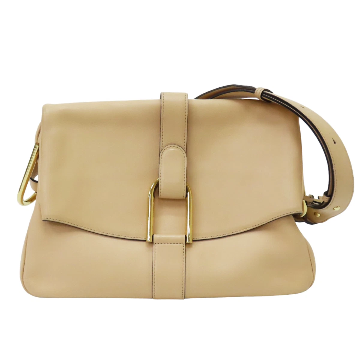 DELVAUX Givry Shoulder Bag Beige Leather