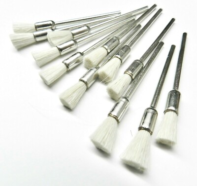 Soft End Bristle Brush Mounted 3/16'' Ferrule 3/8'' Trim 3/32'' Shank Pack of 12