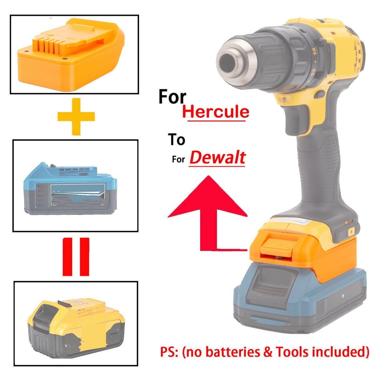 New Adapter For Hercules 20V Li-ion Battery to For Dewalt 20V