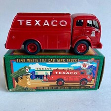 Vintage Ertl Texaco 1949 White Tilt Cab Tank Truck Coin Bank w/ KEY