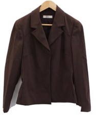 Bnwt Women Prada Dark Maroon Collared Stretch Fitted Jacket Size Uk 12 Eu 44