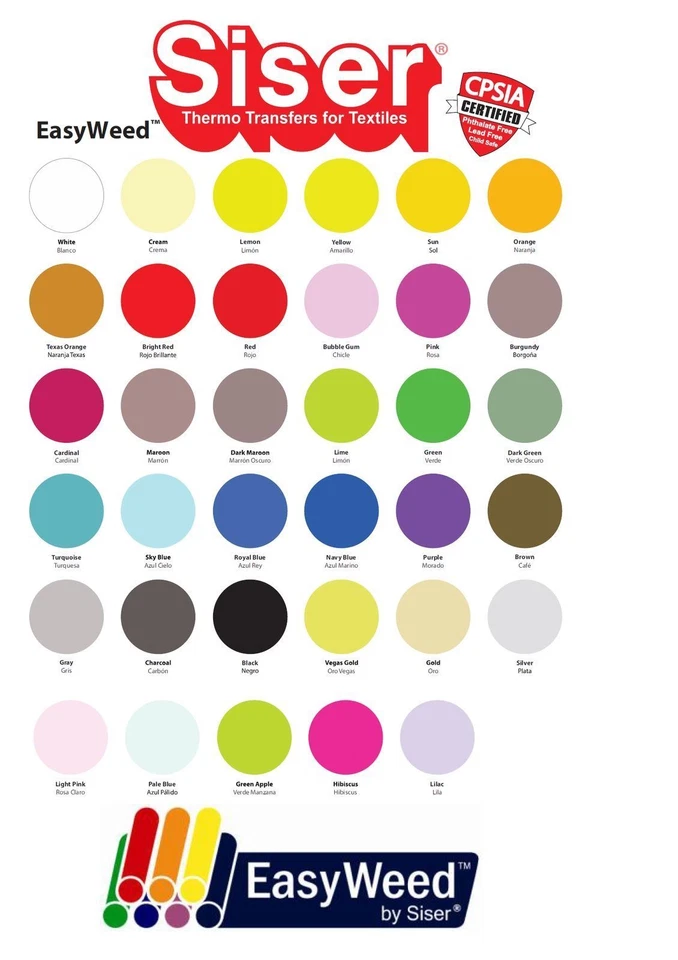 Siser EasyWeed Heat Transfer 15" X 10yd Choose From 35 COLORS Made in Italy HTV - Image 4 of 4