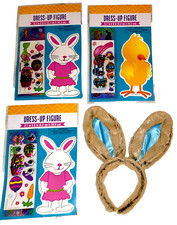 NIP Lot of 3 Kid's Easter Sparkle Craft Kits  Faux Fur Bunny Ears Headband