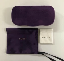 New Authentic Gucci Sunglasses Eyeglass Case Purple Velvet Clamshell Small Case