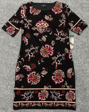 R&K Sheath Dress Womens 4 Multicolor Floral Stretch Scoop Neck Short Sleeve New