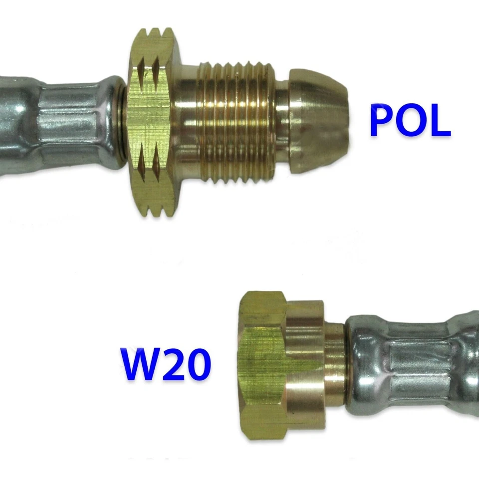 3 metre POL x W20 PIGTAIL CARAVAN PROPANE GAS HOSE WITH NRV - NONE RETURN VALVE - Image 2 of 4