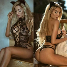 Women's Lace Lingerie Nightwear JumpsBLUS Underwear G-string Babydoll Sleepwear