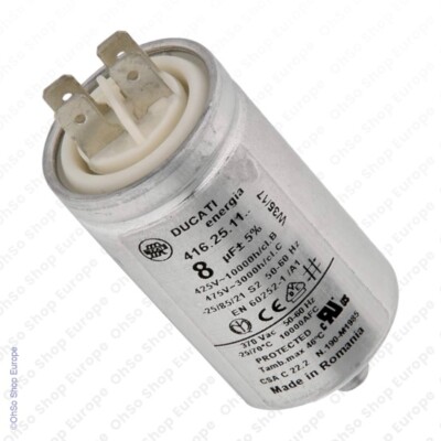 8uF Capacitor Tumble Dryer Genuine Ducati 8 MTD