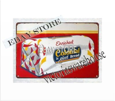 COLONIAL BREAD country store bakery kitchen metal tin sign wall decor paintings