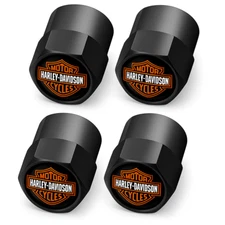 Compatible With Harley Davidson 4Pcs Tire Valve Stem Caps Black AnodizedAluminum