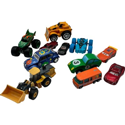 Lot of 11 Cars - Cars Movie Monster Jam Hotwheels Palm Beach Cruiser Ertl Janod