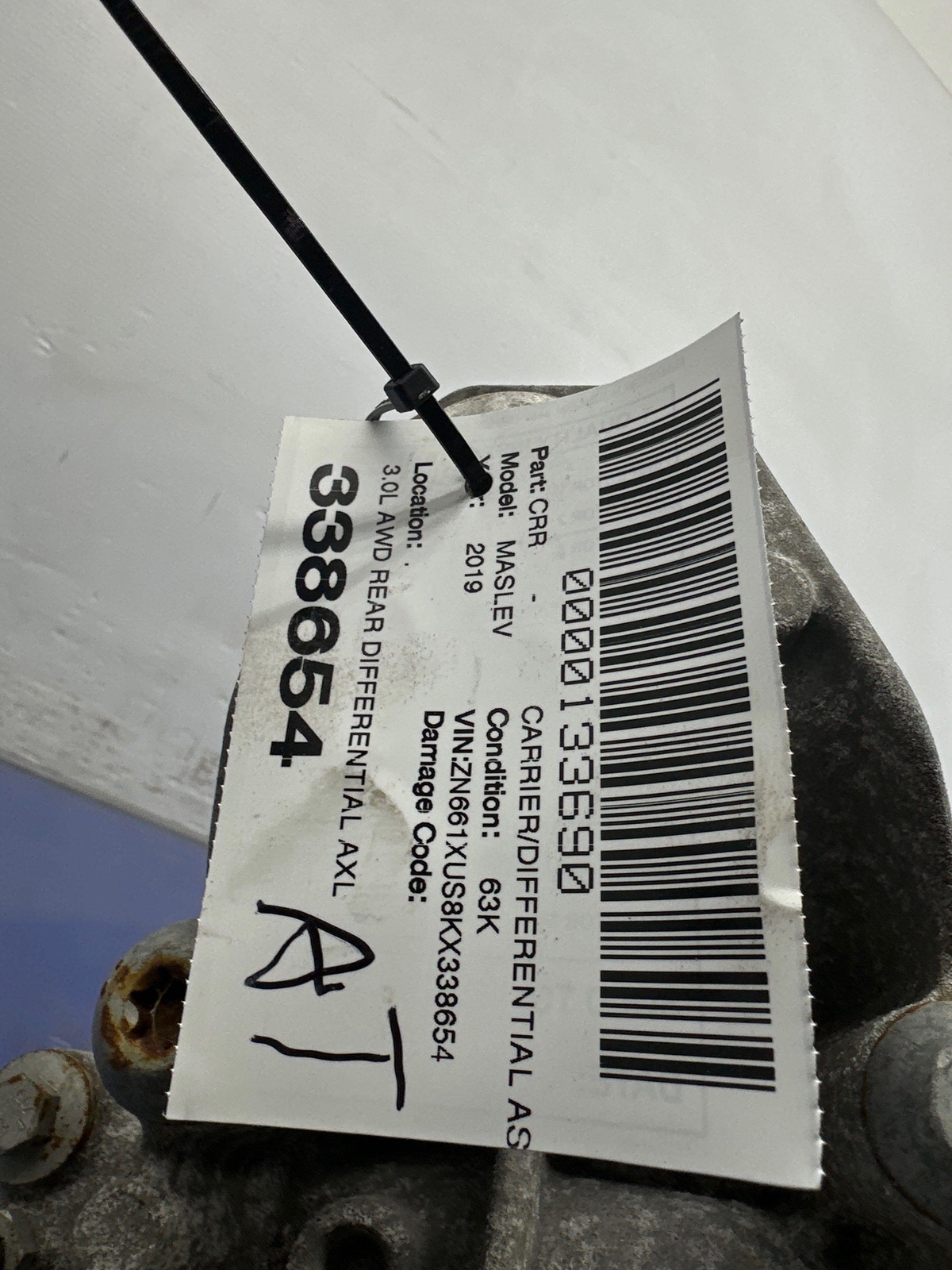 2017 - 2020 MASERATI LEVANTE AWD REAR DIFFERENTIAL AXLE CARRIER 63K* 06700376850