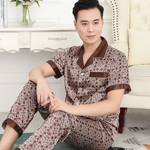 Luxus Herren Seide Satin Pyjama Set Weich Pyjama Langarm Nachtwäsche Loungewear - Bild 42 von 74