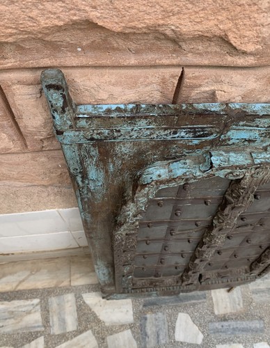 Distressed antique wooden window old wood jharokha iron fitting frame home decor - Picture 5 of 12