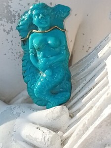 Mesmerizing Sleeping Beauty Turquoise 18K Mermaid Pendant ~