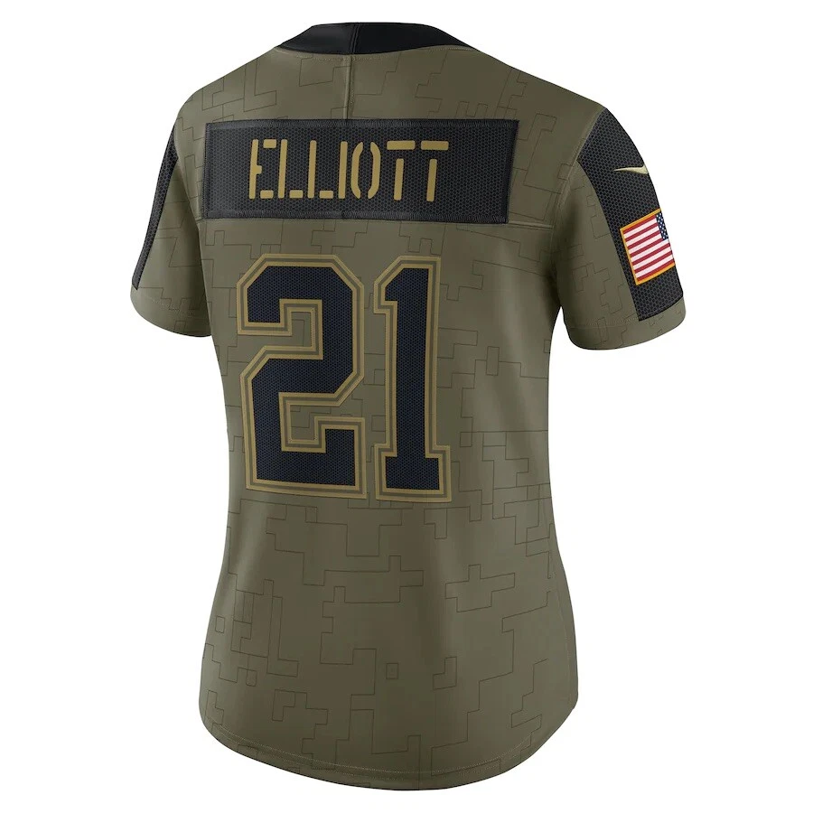Nueva camiseta para mujer Dallas Cowboys Ezekiel Elliott #21 Nike Salute To Service Foto 2 de 4