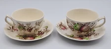 Johnson Brothers Harvest Time Cups with Saucers Set of 2 READ BLUE