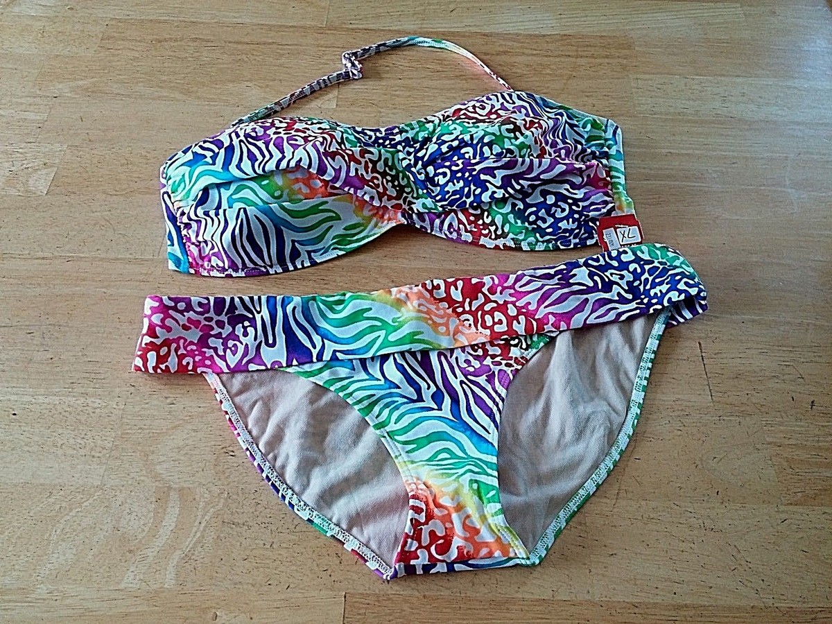 MYKONOS LADIES 2-PC BIKINI-XL-NWT-ROLL-DOWN WAIST-TIE BACK TOP